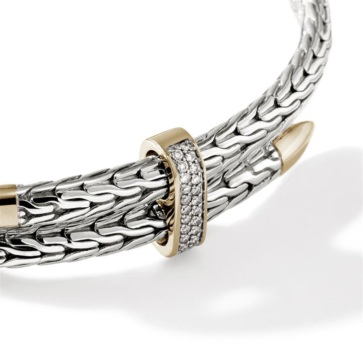 Spear Flex Cuff, Silver, Gold, Diamonds