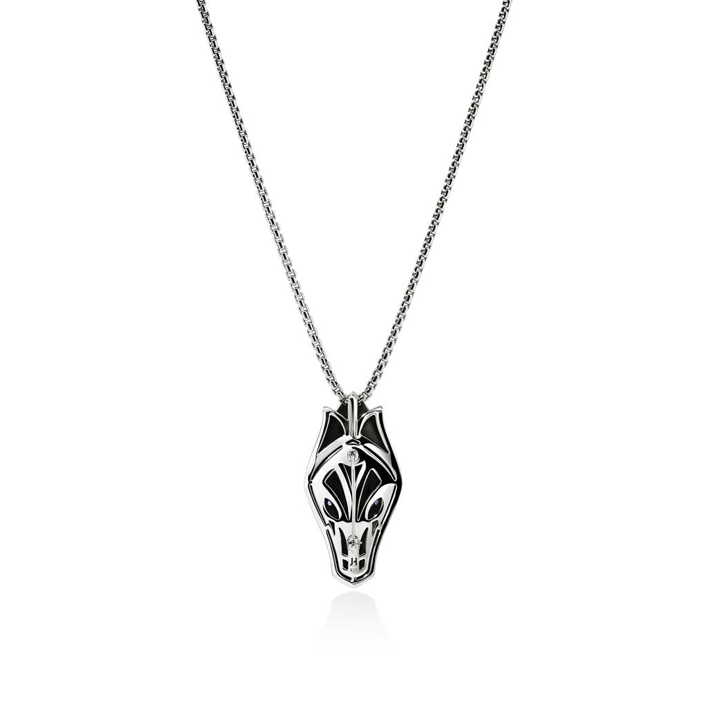 Naga Pendant Necklace, Sterling Silver, Blue Sapphire, 2.7MM