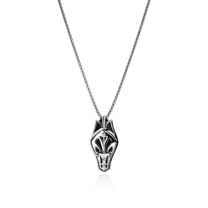 Naga Pendant Necklace, Sterling Silver, Blue Sapphire, 2.7MM