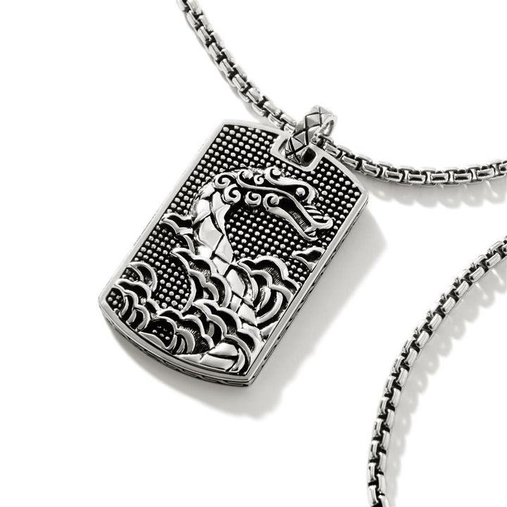 Naga Tag Necklace, Sterling Silver