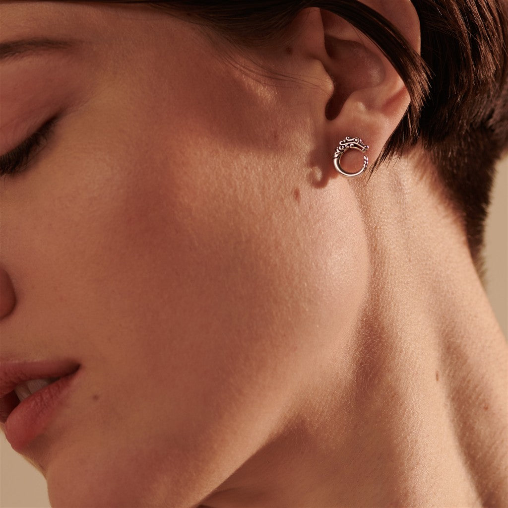 Naga Stud Earrings, Sterling Silver