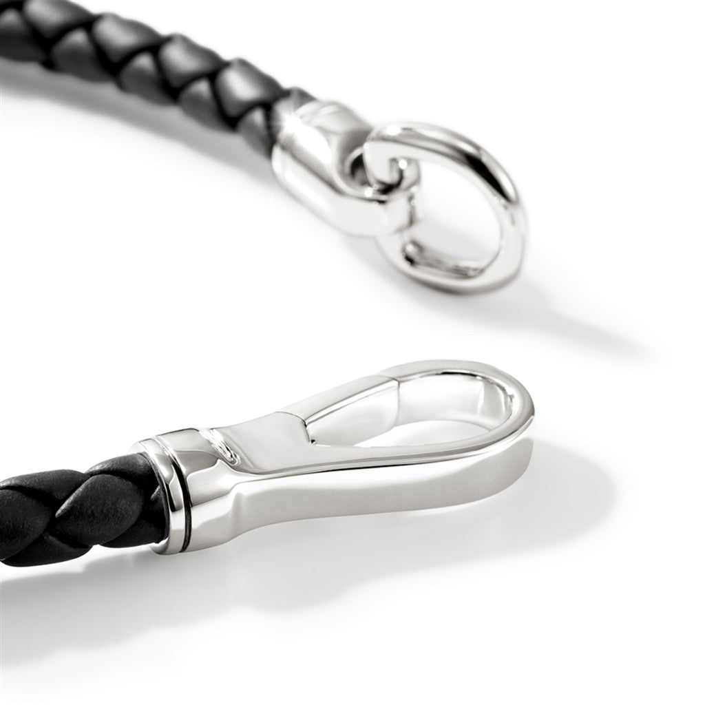 Hook Clasp Bracelet, Leather, Silver, 5MM