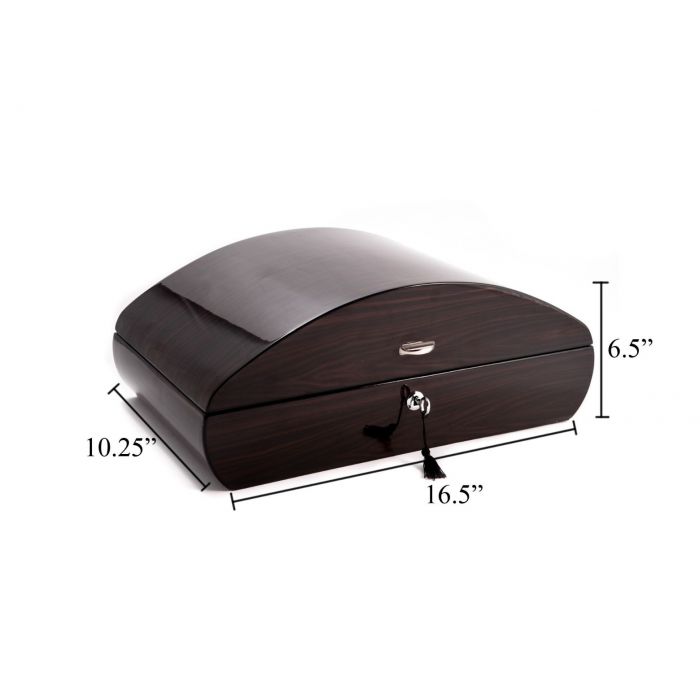 Lacquered "Ebony" Wood 100 Cigar Humidor