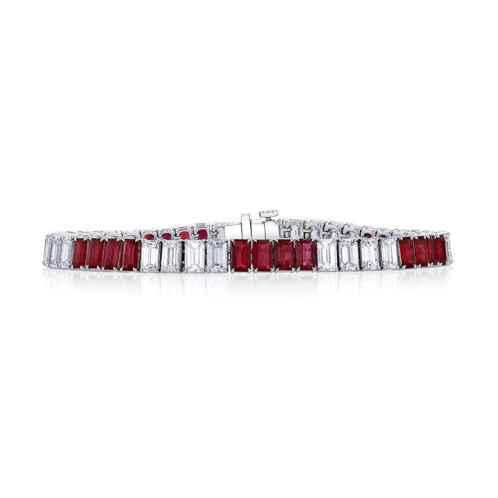 Platinum Ruby & Diamond Tennis Bracelet