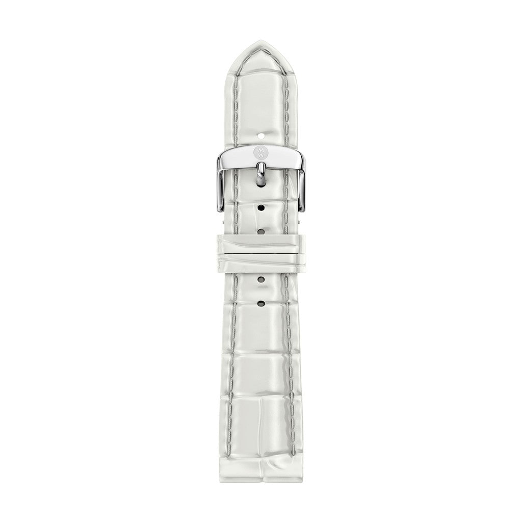18mm White Croco-Calf Embossed Leather Strap