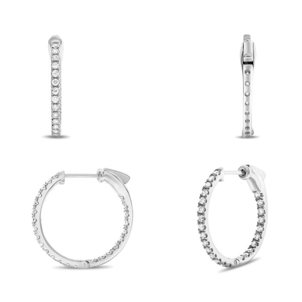 14K White Gold 0.25ct Diamond Hoop Earrings
