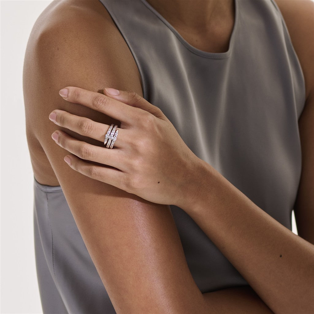 Spear Ring, Silver, Diamonds, Wide