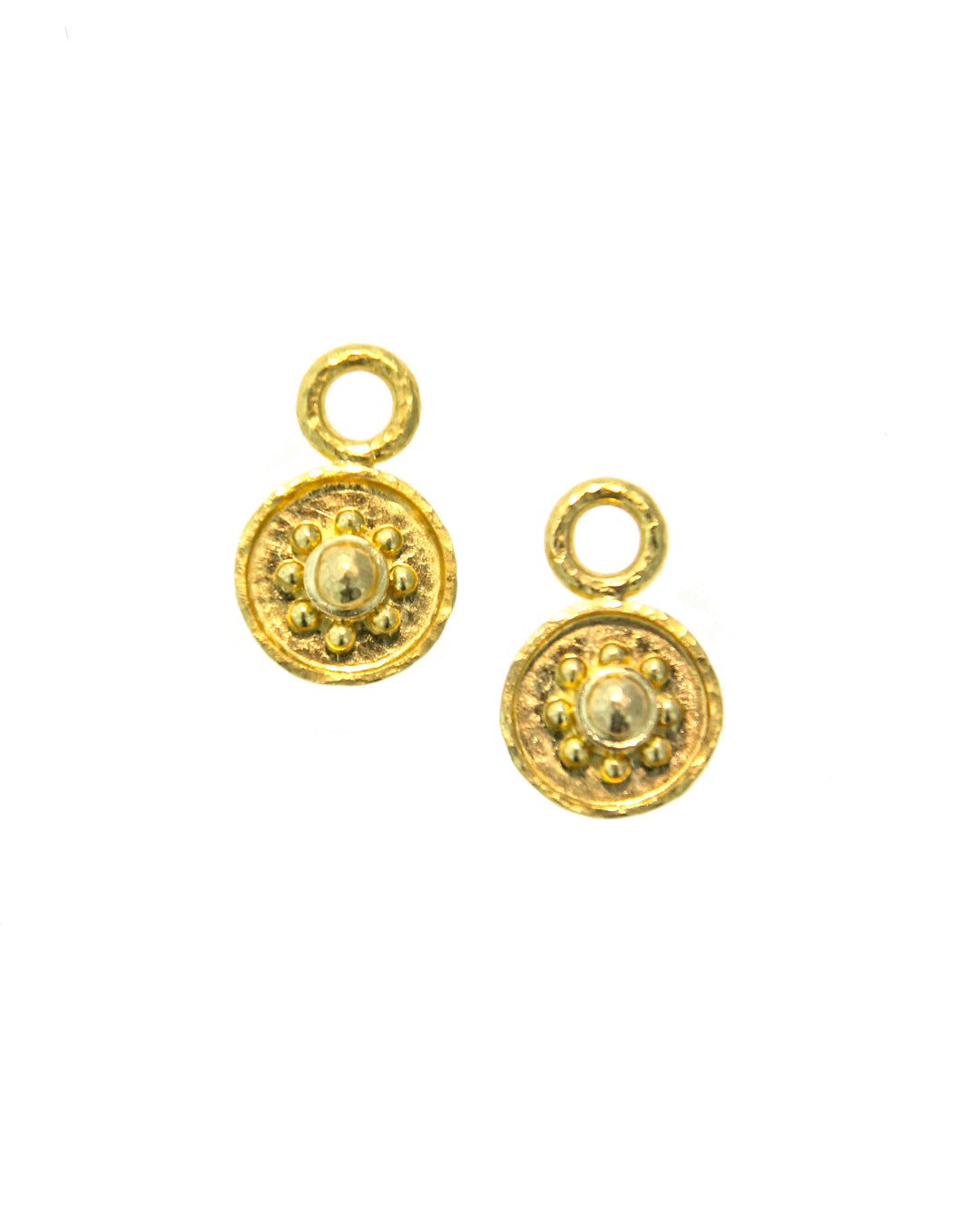 Gold 'Daisy' earring pendants for hoops.