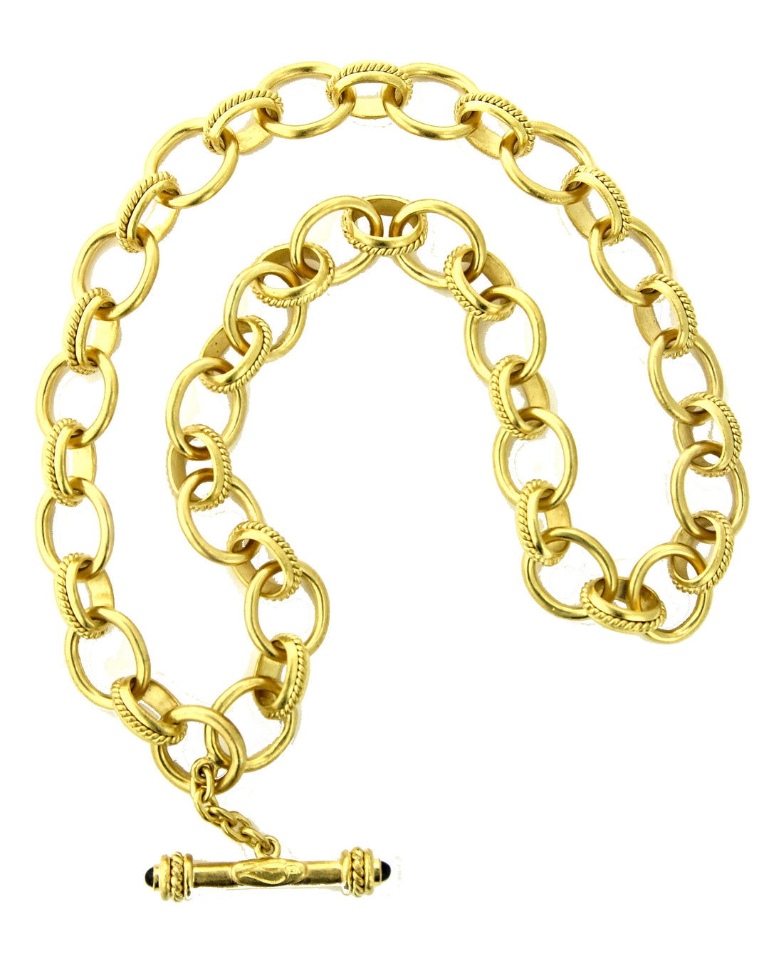 'Lampedusa' link with braided connectors and stone on toggle (17").