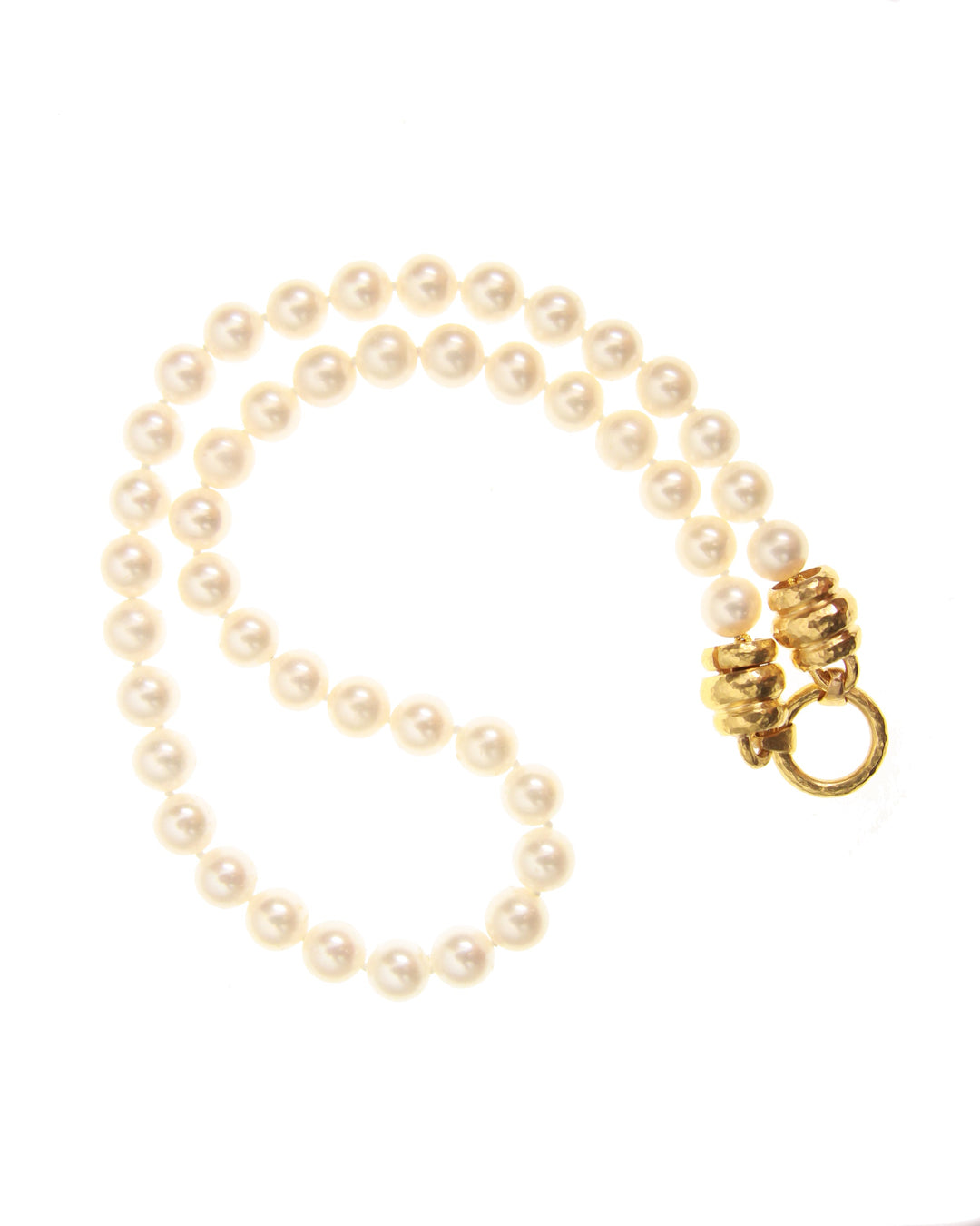 Gold 'Martin' clasp with single strand 8-8.5 mm fresh water pearls 17".