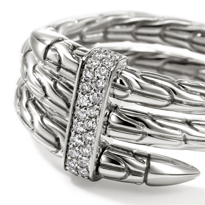 Spear Ring, Silver, Diamonds, Wide