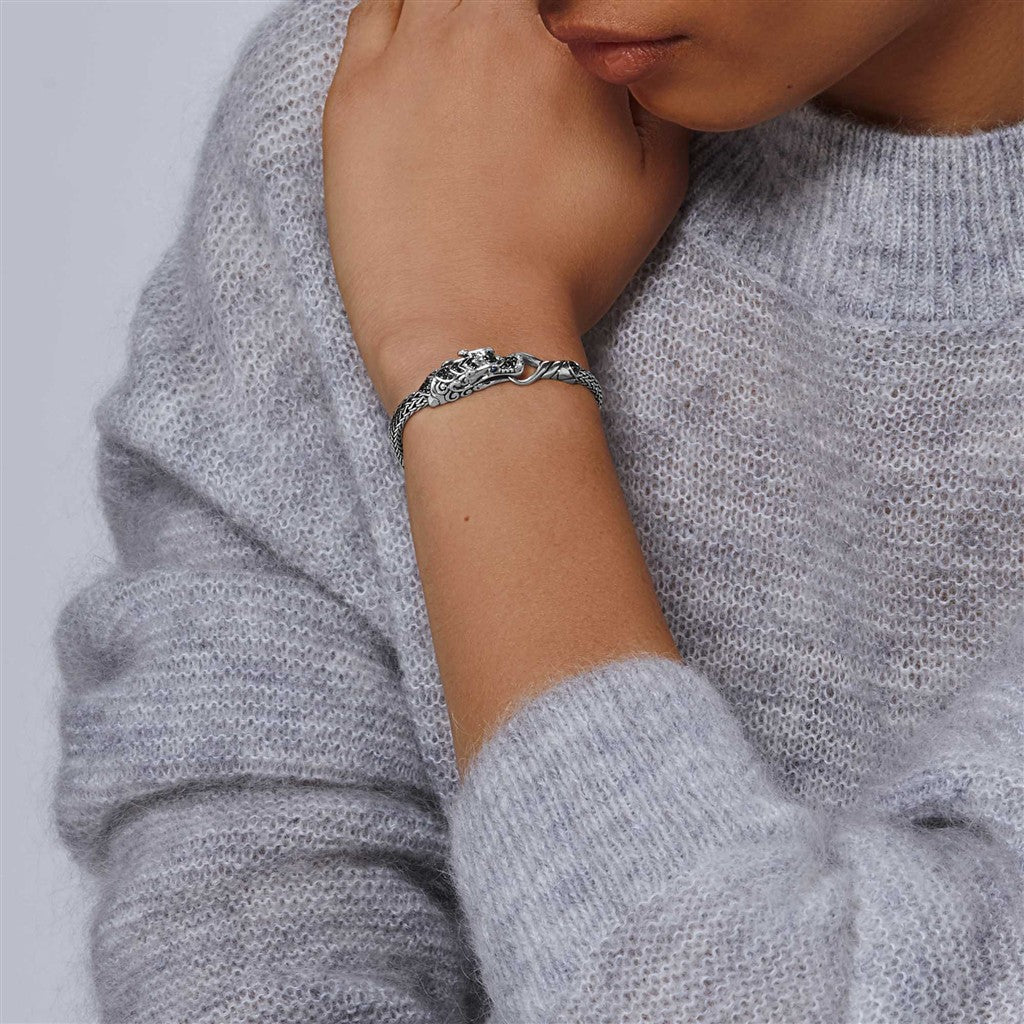 Naga Bracelet, Sterling Silver, Pavé, 5MM