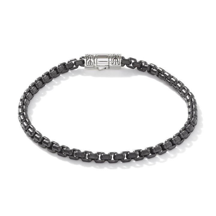 Box Chain Bracelet, Dark Silver, 4MM