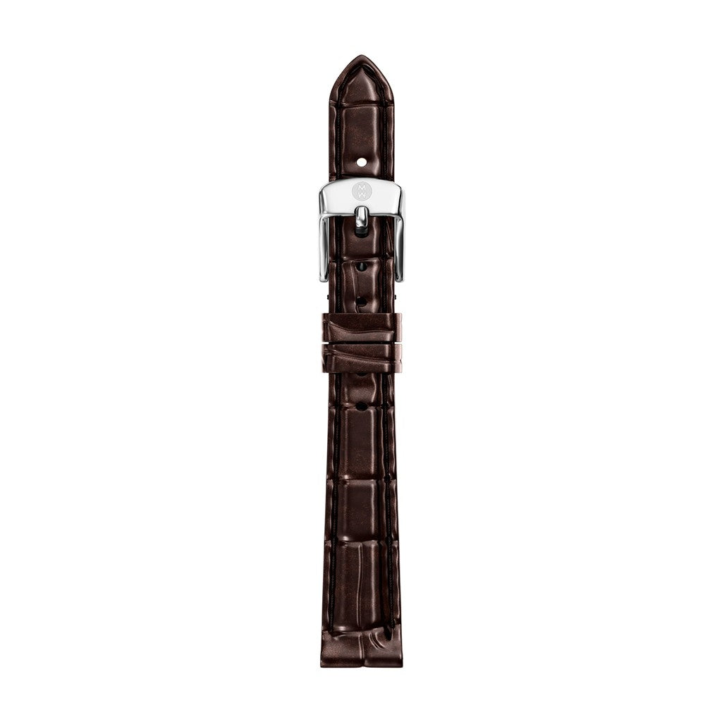 12mm Chocolate Brown Croco-Calf Embossed Leather Strap