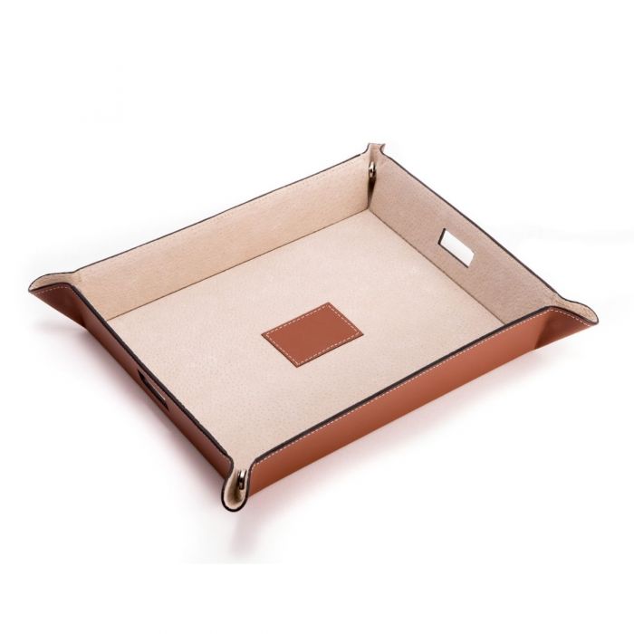 Saddle Brown Leather Valet & Charging Station