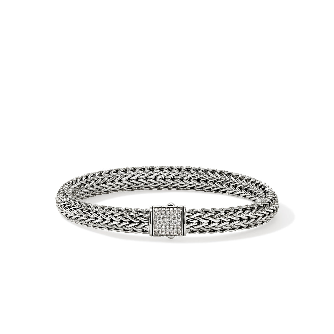 Icon Bracelet, Sterling Silver, Diamonds, 7.5MM