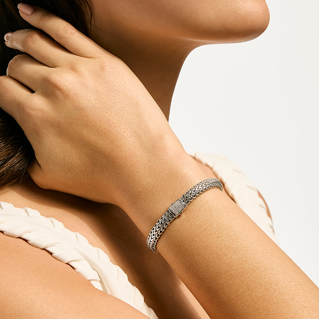 Icon Bracelet, Sterling Silver, Diamonds, 7.5MM