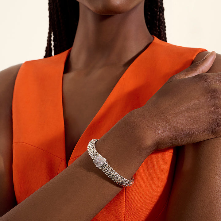 Icon Bracelet, Sterling Silver, Diamonds, 10.5MM
