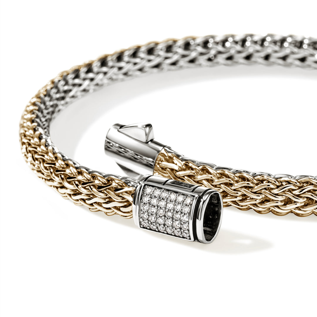 Icon Bracelet, Reversible, Gold, Sterling Silver, Diamonds, 5MM