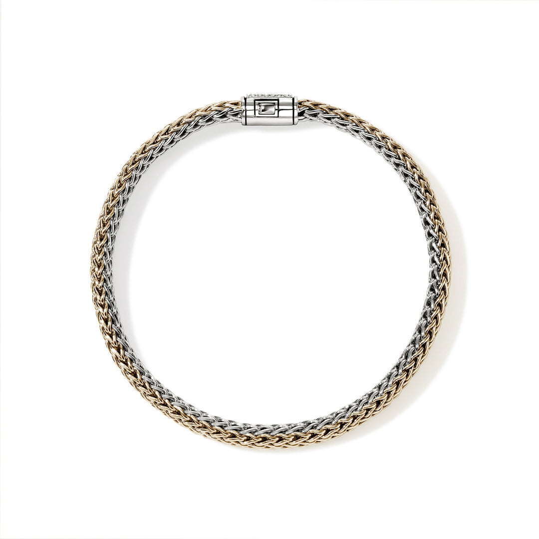 Icon Bracelet, Reversible, Gold, Sterling Silver, Diamonds, 5MM