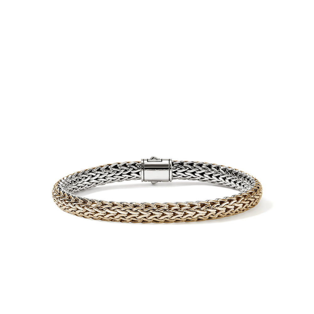 Icon Bracelet, Reversible, Gold, Sterling Silver, Diamonds, 6.5MM