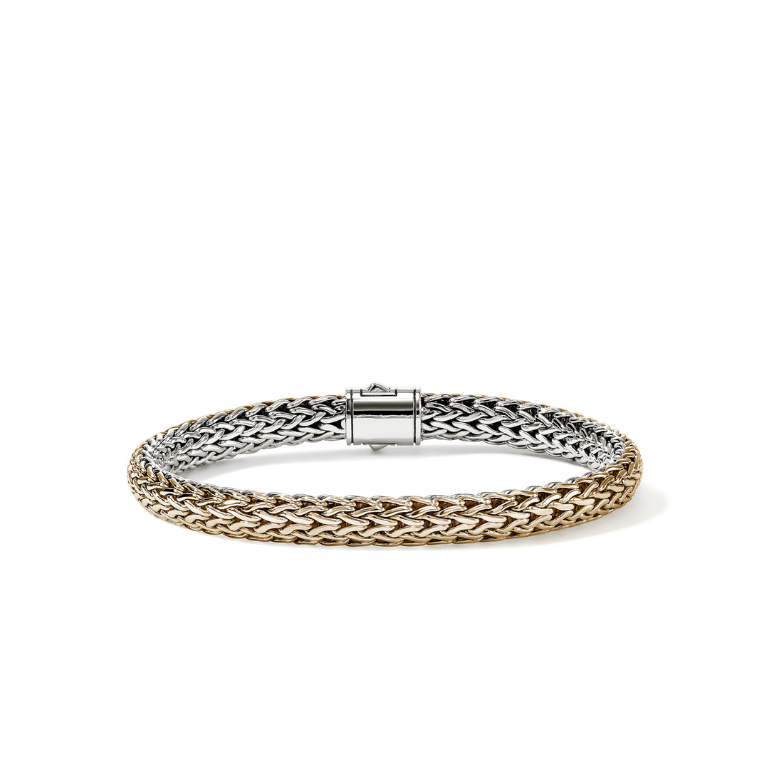 Icon Bracelet, Reversible, Gold, Sterling Silver, Diamonds, 6.5MM