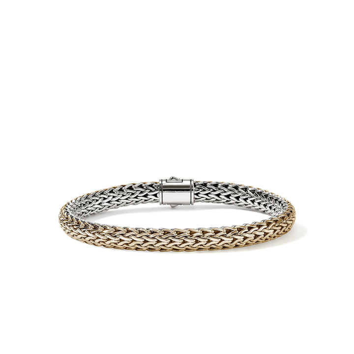 Icon Bracelet, Reversible, Gold, Sterling Silver, Diamonds, 6.5MM