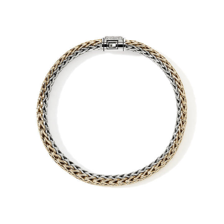 Icon Bracelet, Reversible, Gold, Sterling Silver, Diamonds, 6.5MM