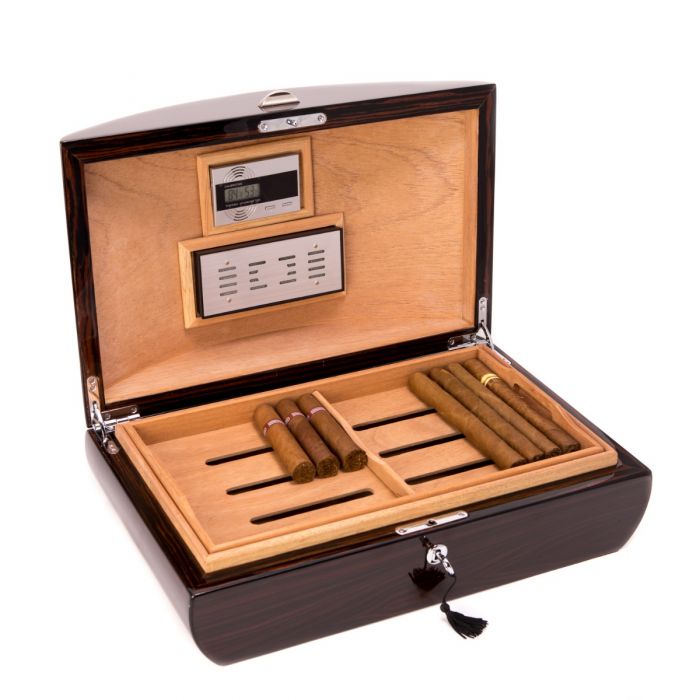 Lacquered "Ebony" Wood 100 Cigar Humidor