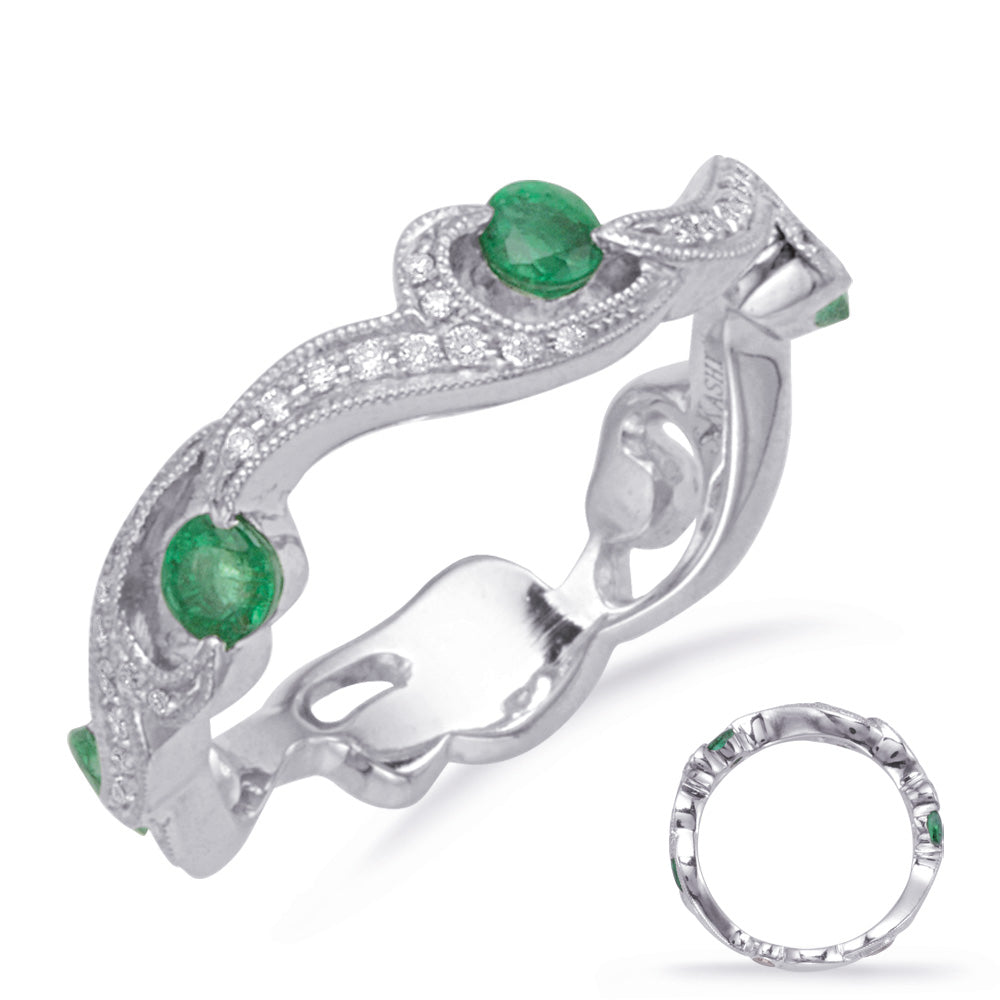 White Gold Emerald & Diamond Ring