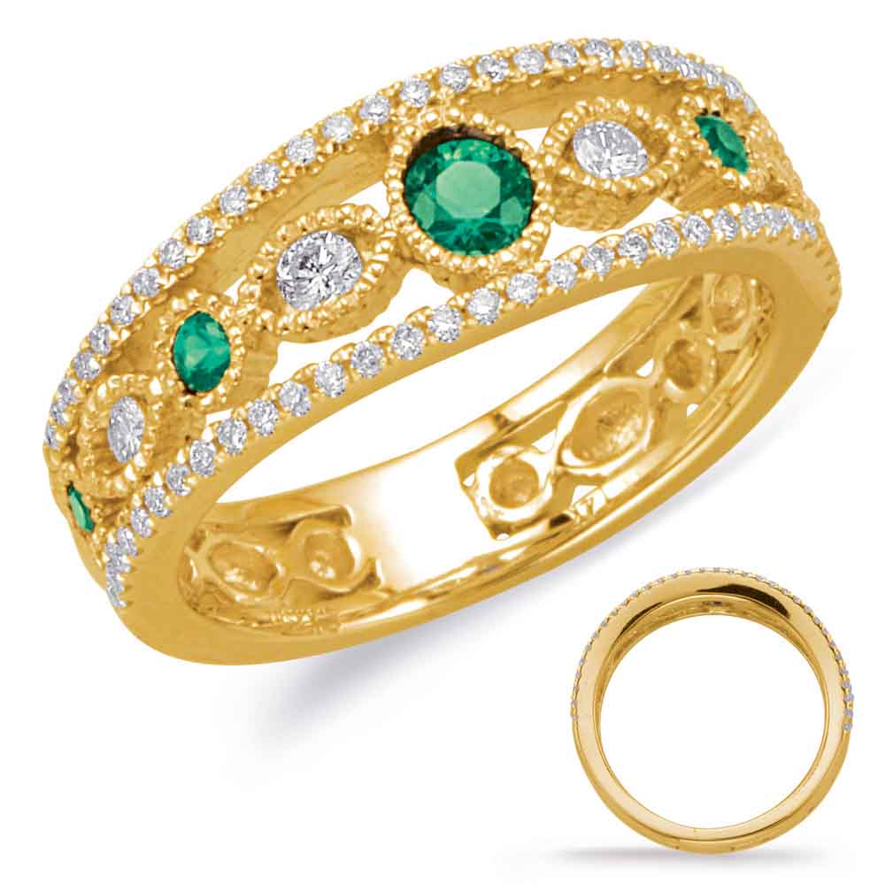 Yellow Gold Emerald & Diamond Ring