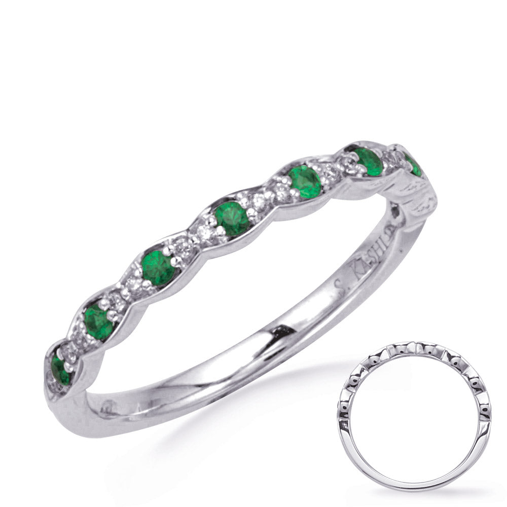 White Gold Diamond & Emerald Band