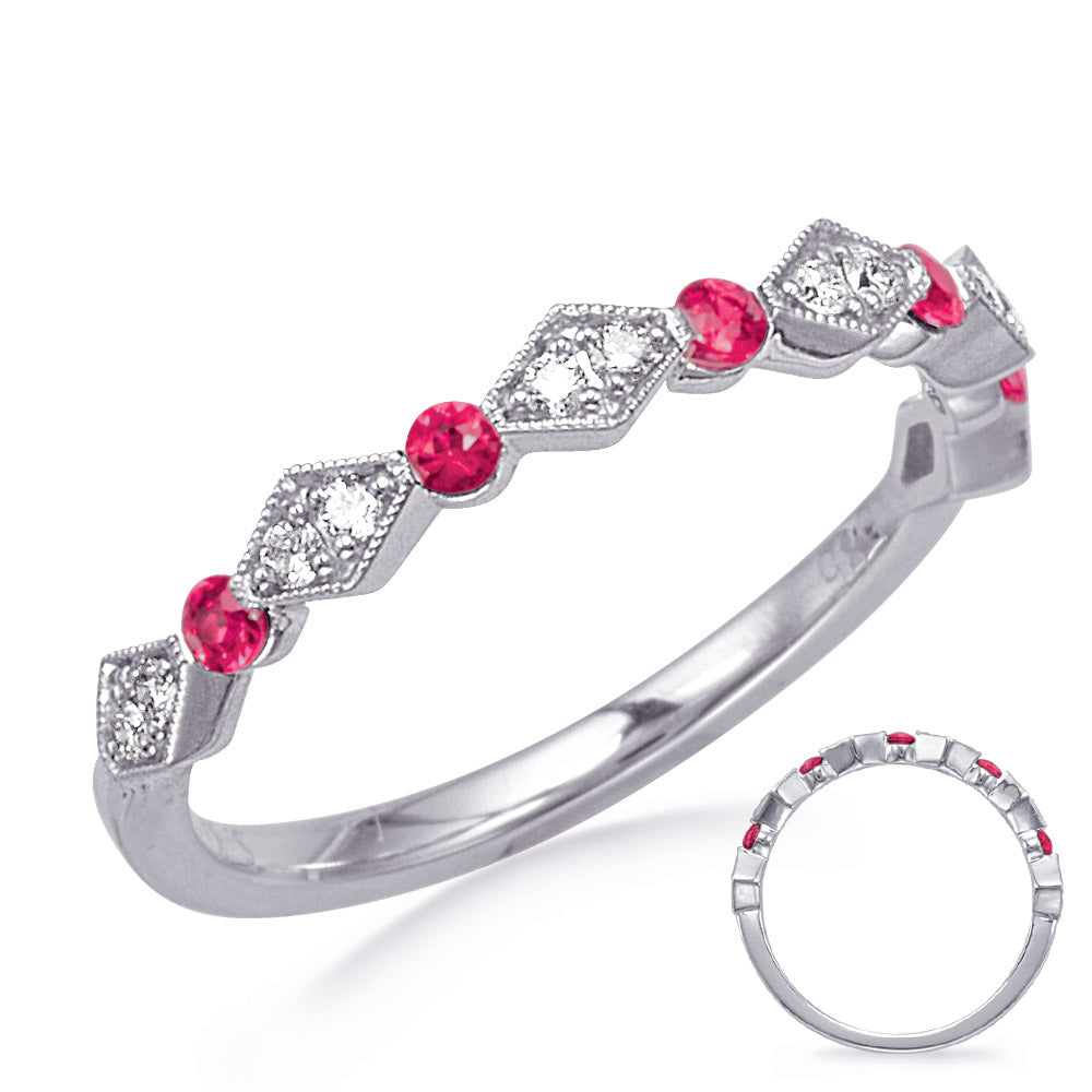 White Gold Ruby & Diamond Ring