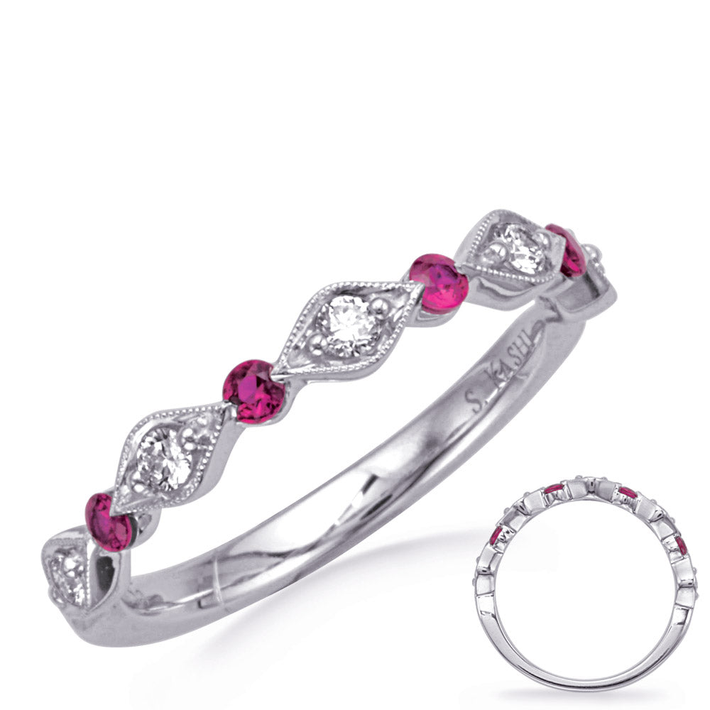 White Gold Ruby & Diamond Ring