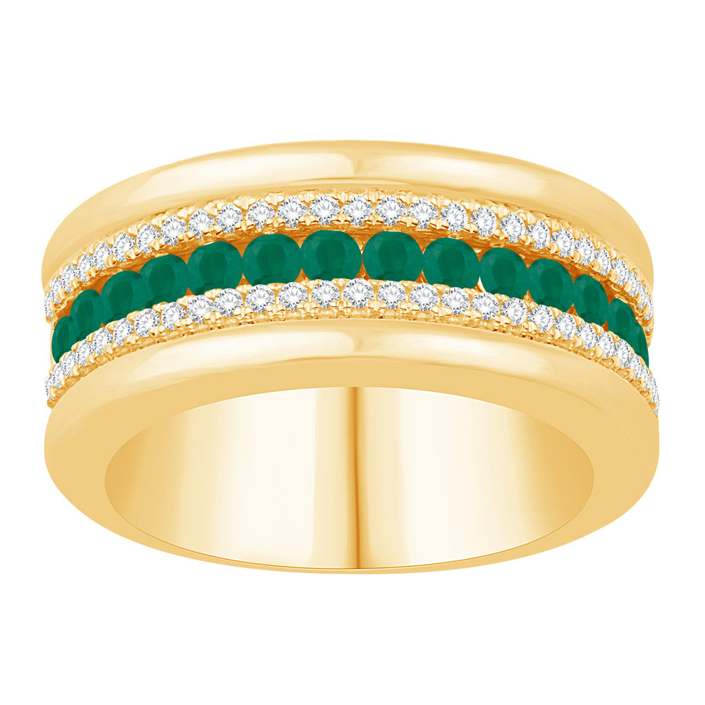 Yellow Gold Emerald & Diamond Ring