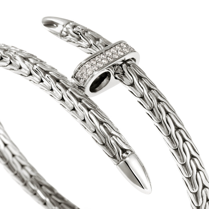 Spear Flex Cuff, Sterling Silver, Diamonds, 5.5MM