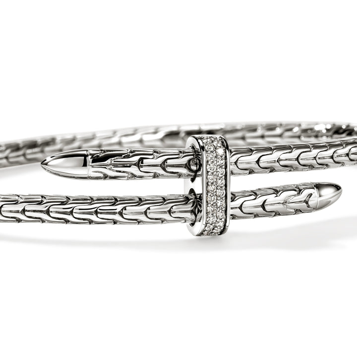 Spear Flex Cuff, Sterling Silver, Diamonds, 4MM