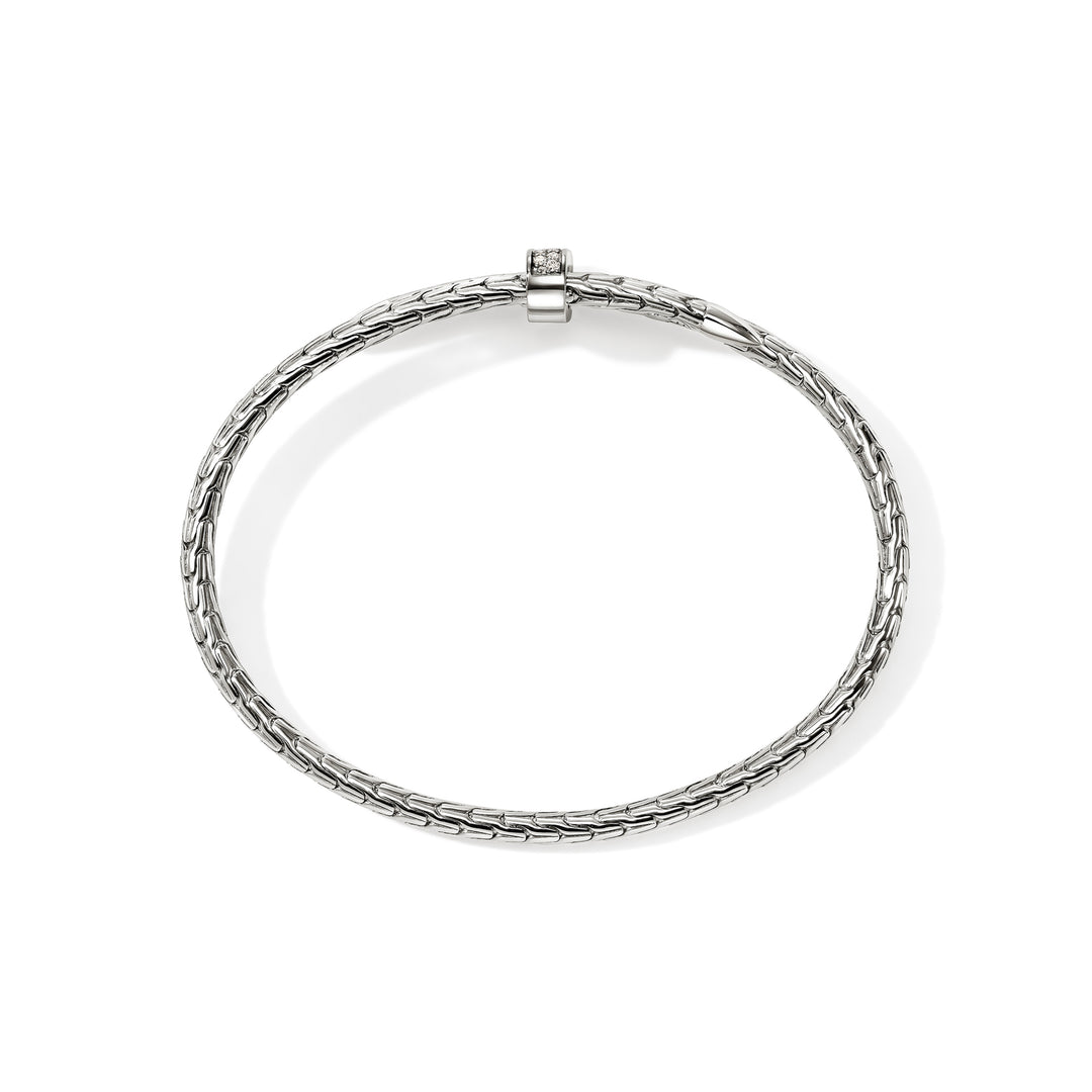 Spear Flex Cuff, Sterling Silver, Diamonds, 4MM