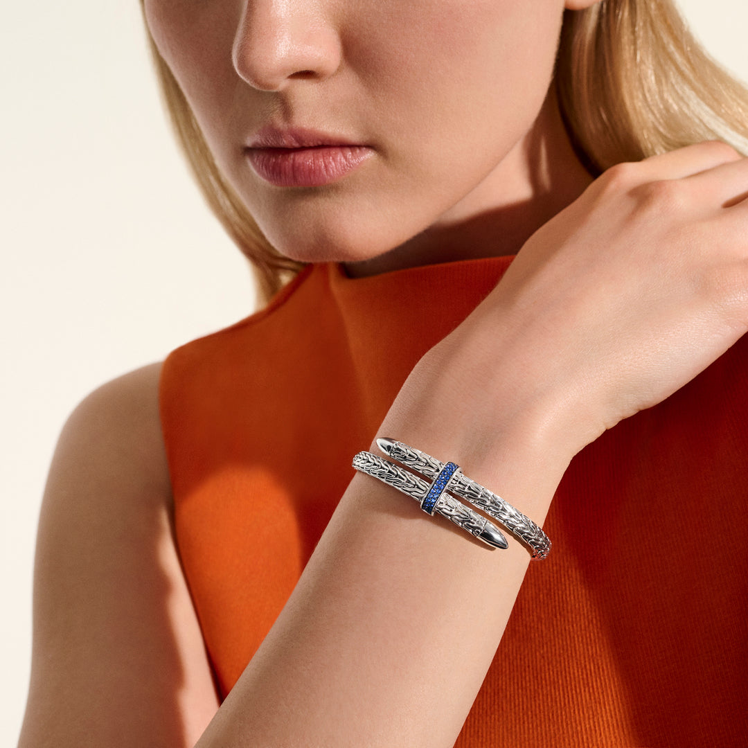 Spear Flex Cuff, Sterling Silver, Gemstones, 5.5MM