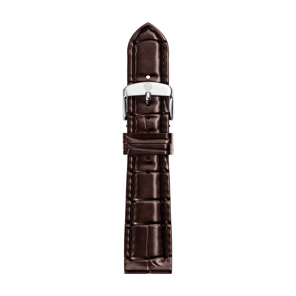 18mm Chocolate Brown Croco-Calf Embossed Leather Strap