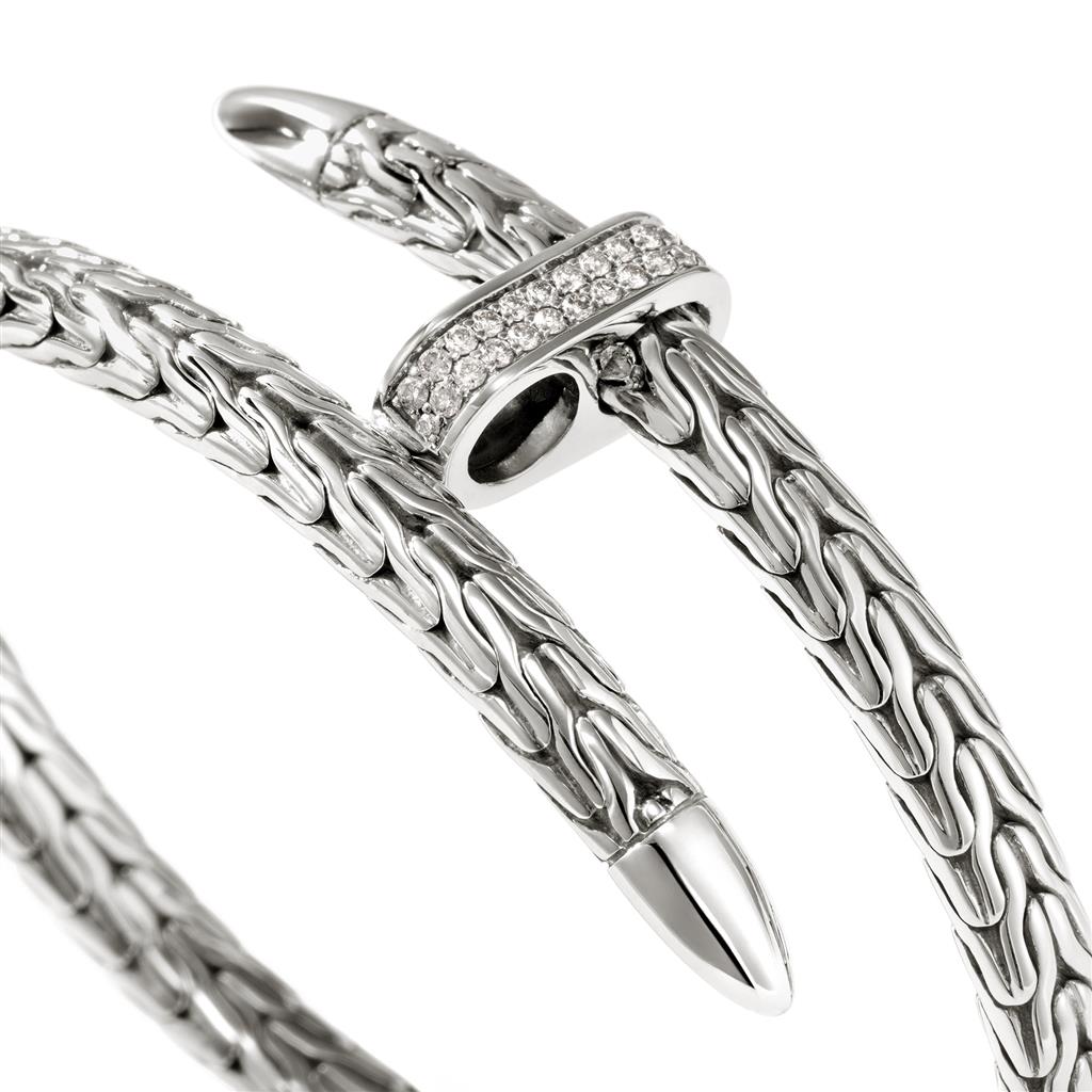 Spear Flex Cuff, Sterling Silver, Diamonds