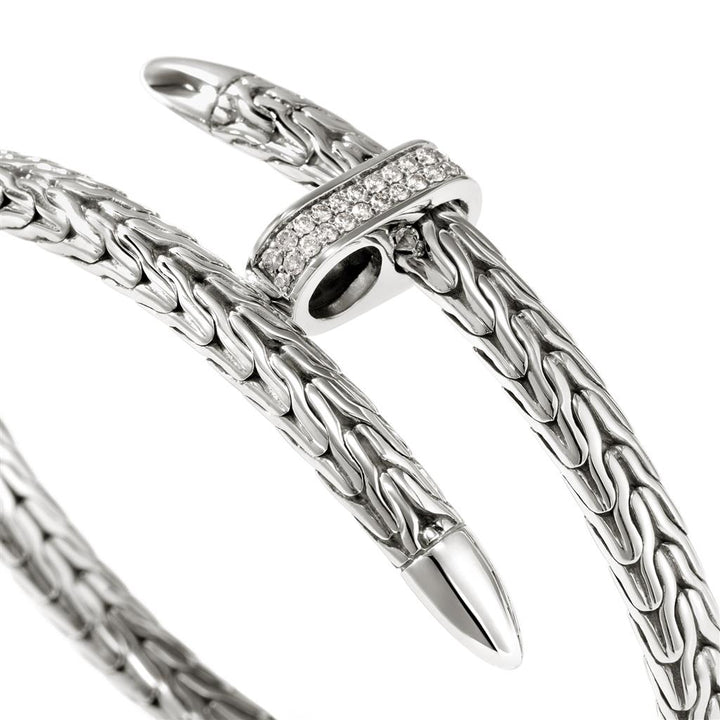 Spear Flex Cuff, Sterling Silver, Diamonds