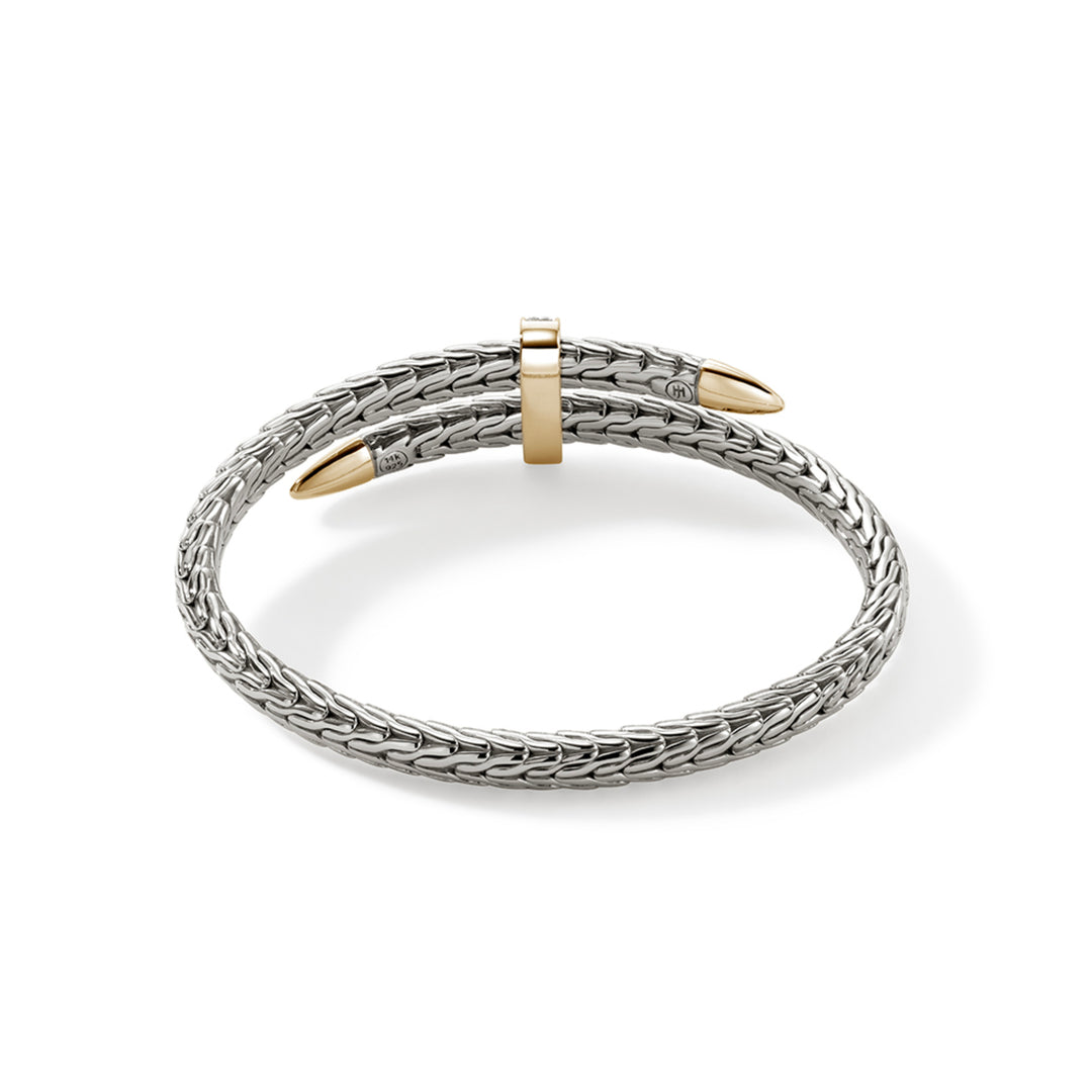 Spear Flex Cuff,  Silver, Gold, Diamonds, 5.5MM