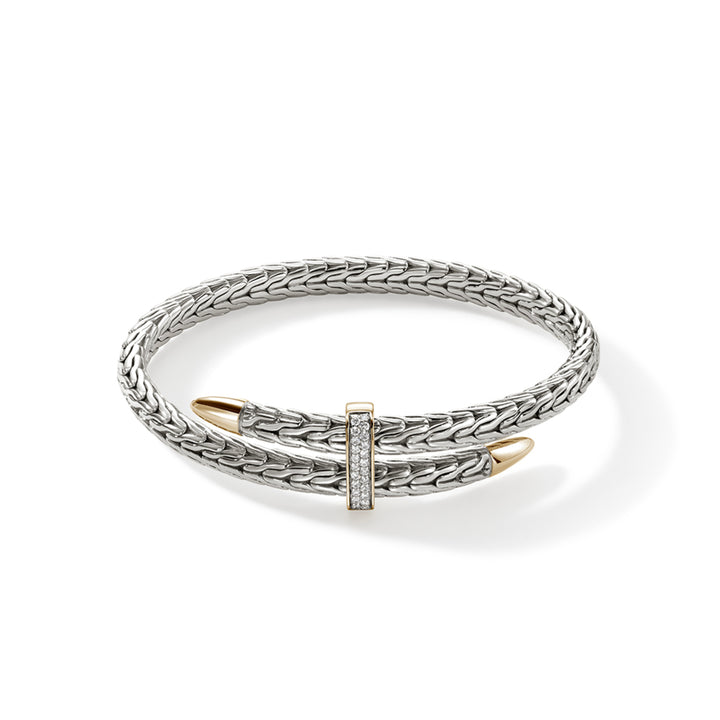 Spear Flex Cuff,  Silver, Gold, Diamonds, 5.5MM
