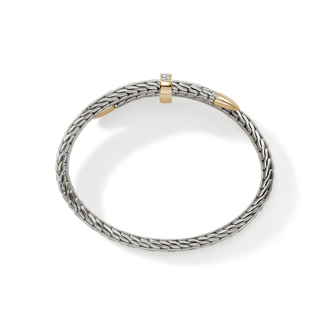 Spear Flex Cuff,  Silver, Gold, Diamonds, 5.5MM