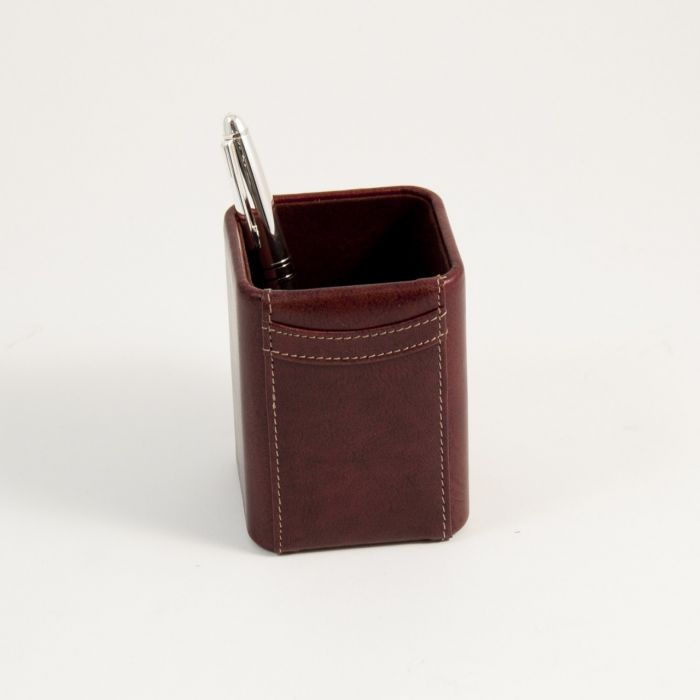 Tan Leather Pen Cup.