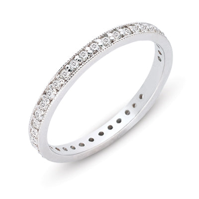 White Gold Millgrain Band