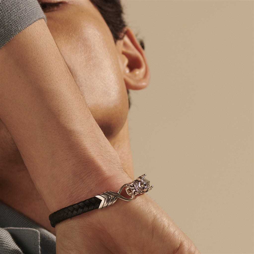 Naga Bracelet, Sterling Silver, Leather