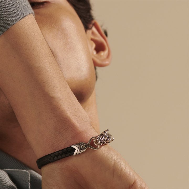 Naga Bracelet, Sterling Silver, Leather