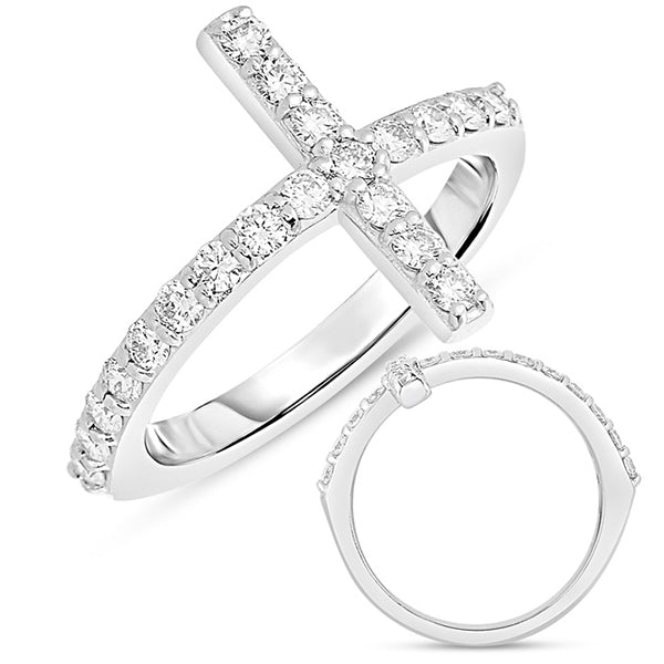 White Gold Cross Ring  2.0mm